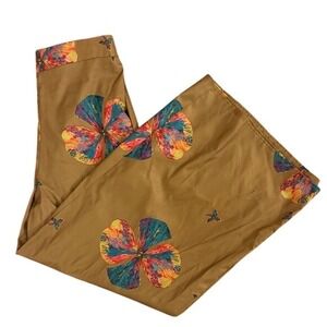 Zanzea Women's Size M Brown Floral Print Wide Leg Pants Elastic‎ Waist